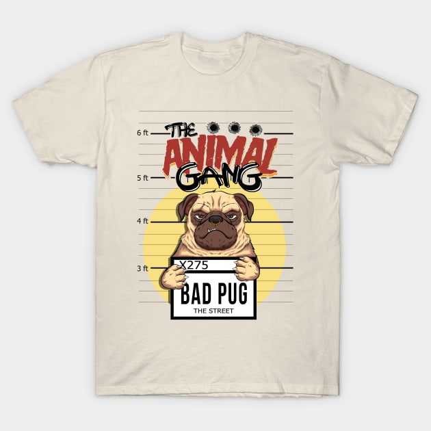 the animal gang pug urban style T-Shirt by the house of parodies